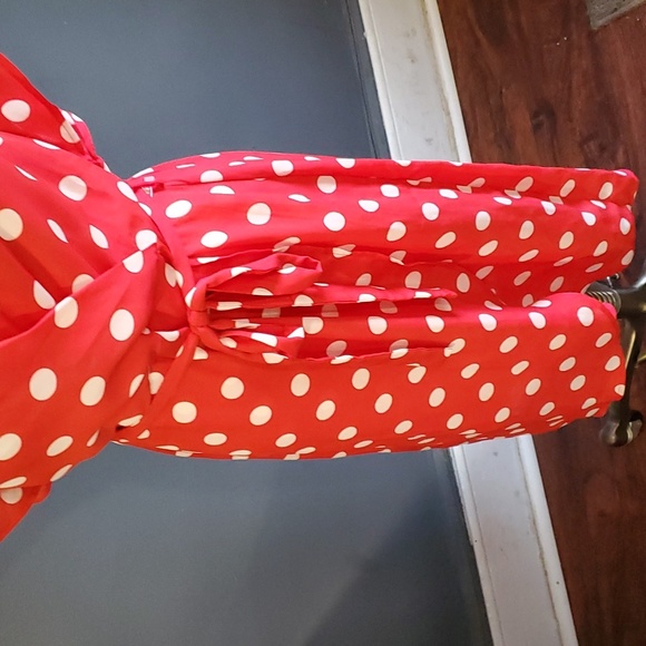 Monteau women's red faux wrapped dress size L - Picture 4 of 13